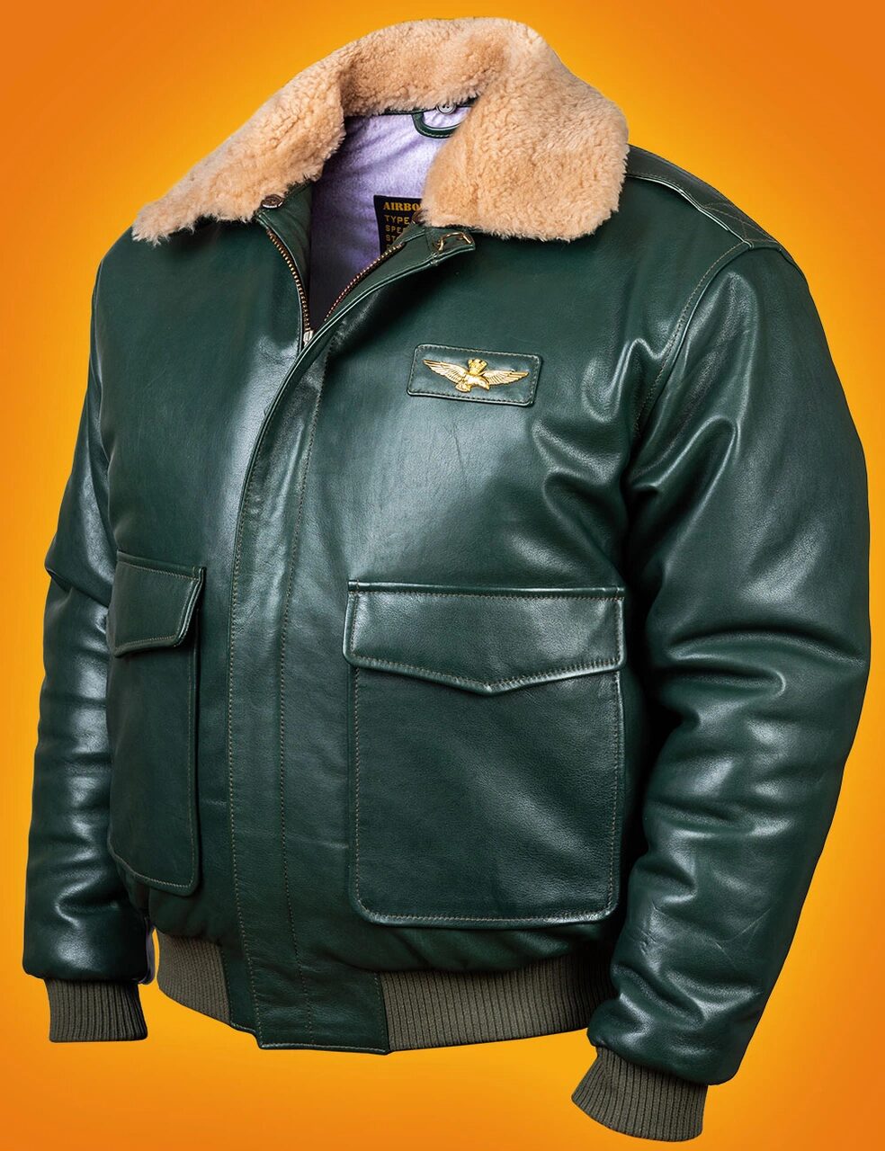 Кожаная куртка авиатор Bomber Marina Militare (Green edition)