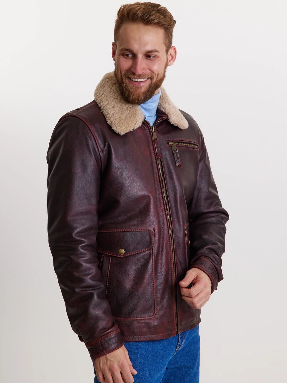 Мужские зимние кожаные куртки с мехом