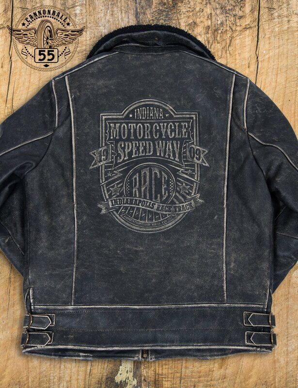 Куртка байкерская кожаная Highway Patrol (Black edition) чёрного цвета
